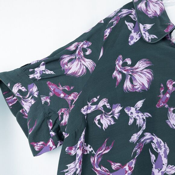 ModCloth Passing Through a Dream Top Emerald Koi Fish Womens 4X Novelty Print - Picture 9 of 13